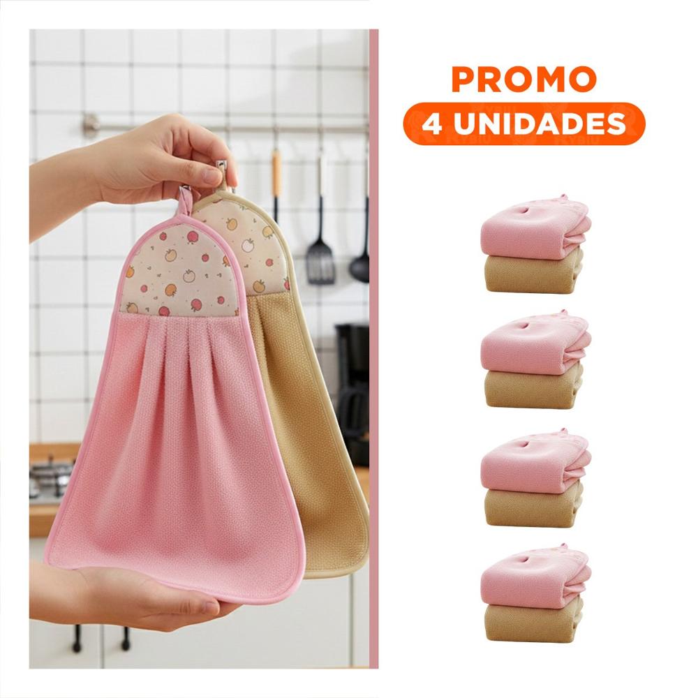 Pack4 Lote Moderno 2 Piezas Rosado y Amarillo Colgador Cocina 28x38cm Y+Regalo Sticker
