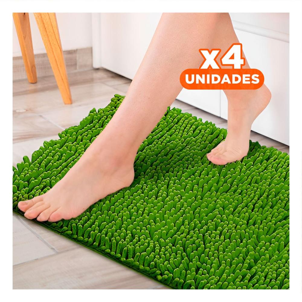 Pack4 Diseño Rectangular de Microfibra Verde Limon 40 x 60 cm