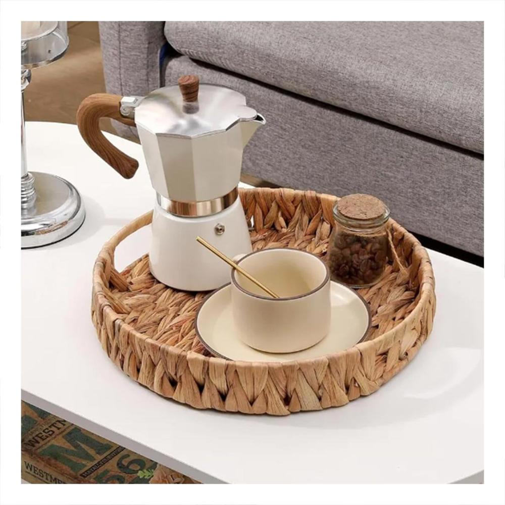 Porta Objetos Circular Tejido Grass 23x4cm Mostaza Para Hogar Decorativa Y+Regalo Sticker