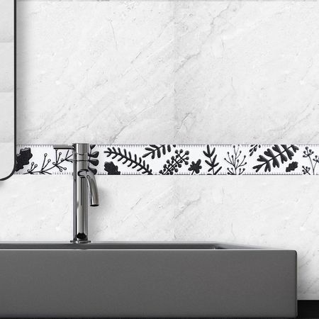 Listelo Cerámico Kantu Leaf Blanco Brillante 45x3cm