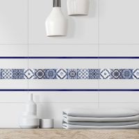 Listelo Cerámico Cataluña Kantu 39.5x7.7 cm Brillante Azul