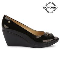 Zapato Peep Toe Casual LINDA-2606 Negro Viale Cuero