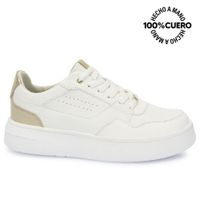 Zapatilla Casual REC-2510 BlancoDorado Viale Cuero
