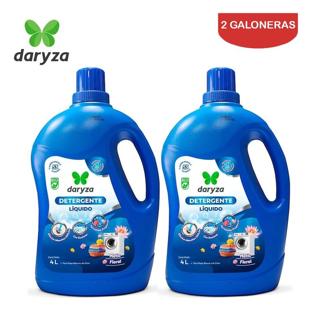 Detergente líquido 4 litros DARYZA Matic. Pack 2 galoneras