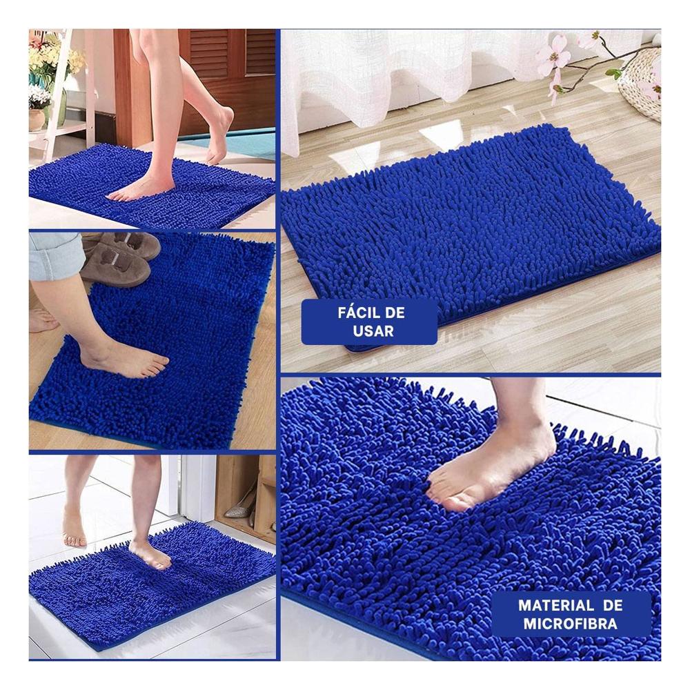 Cubrepiso Rectangular de Microfibra 40x60cm Azul para Ambientes del Hogar