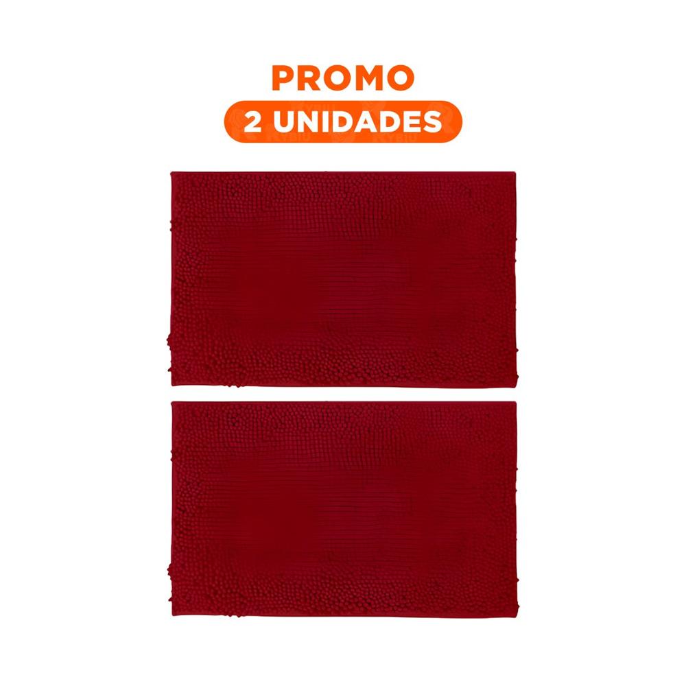 Pack2 Cubrepiso Rectangular Decorativo de Microfibra 40x60cm Guinda para Casa