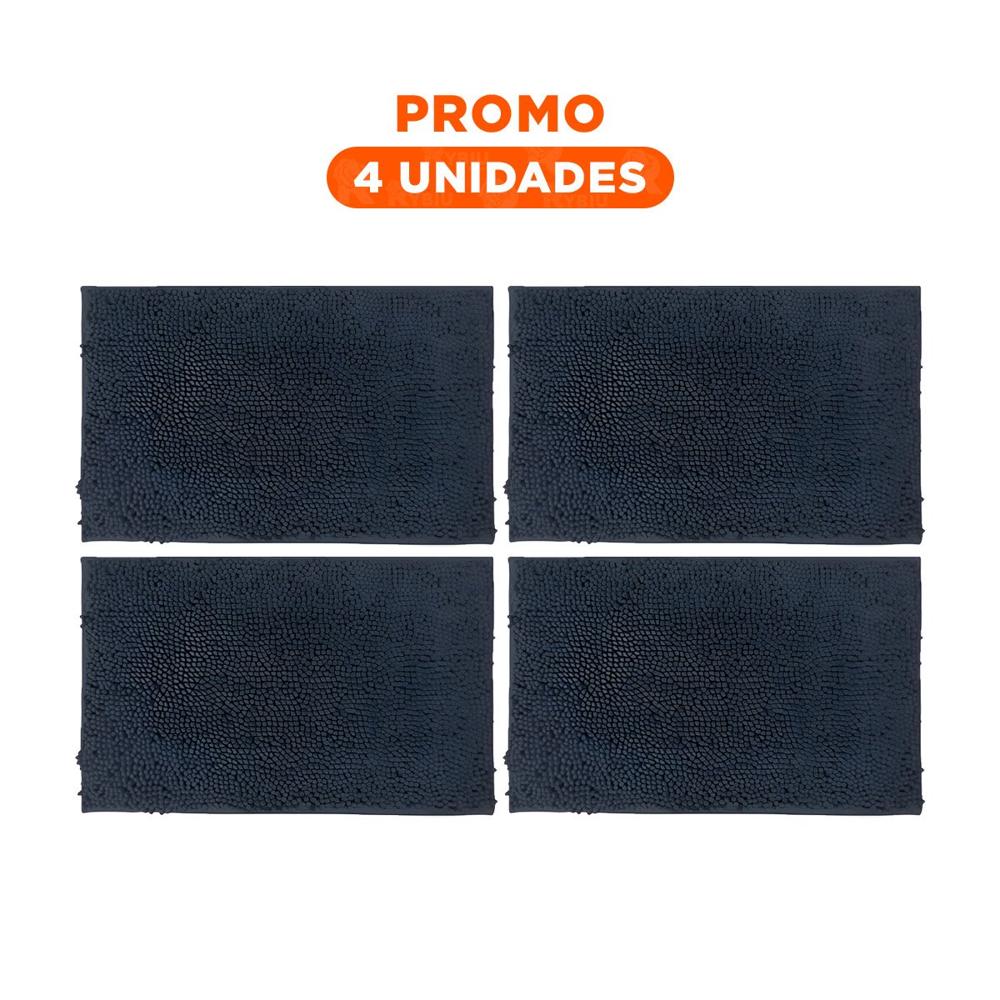 Pack4 Piso Textil Rectangular de Microfibra 40x60cm Plomo oscuro Y+Regalo Sticker