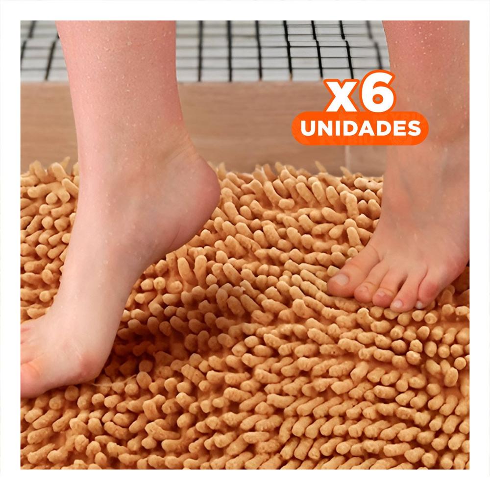 Pack6 Tapiz Rectangular Liviano de Microfibra 40x60cm Mostaza Y+Papel Regalo