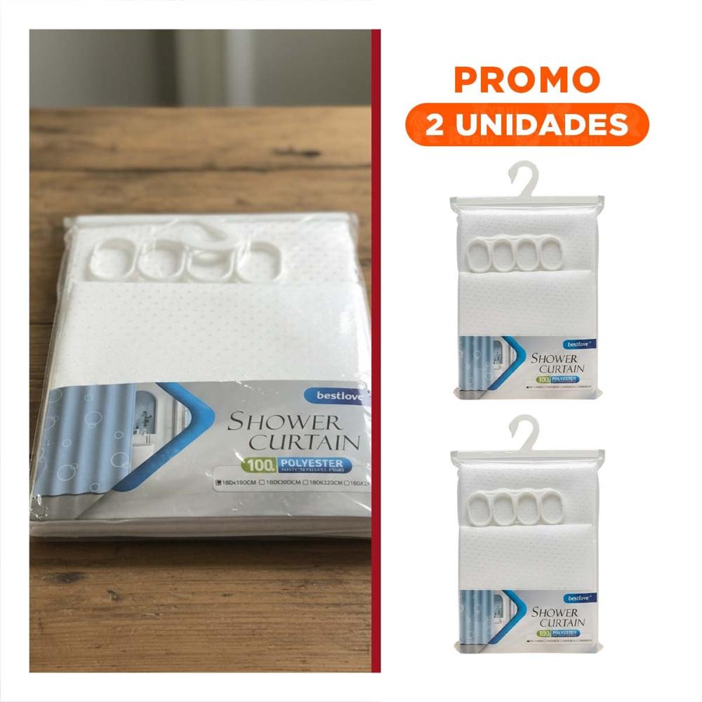 Pack2 Cortina Blanco con Patron Triangulos pensada para Ducha en 180x180cm