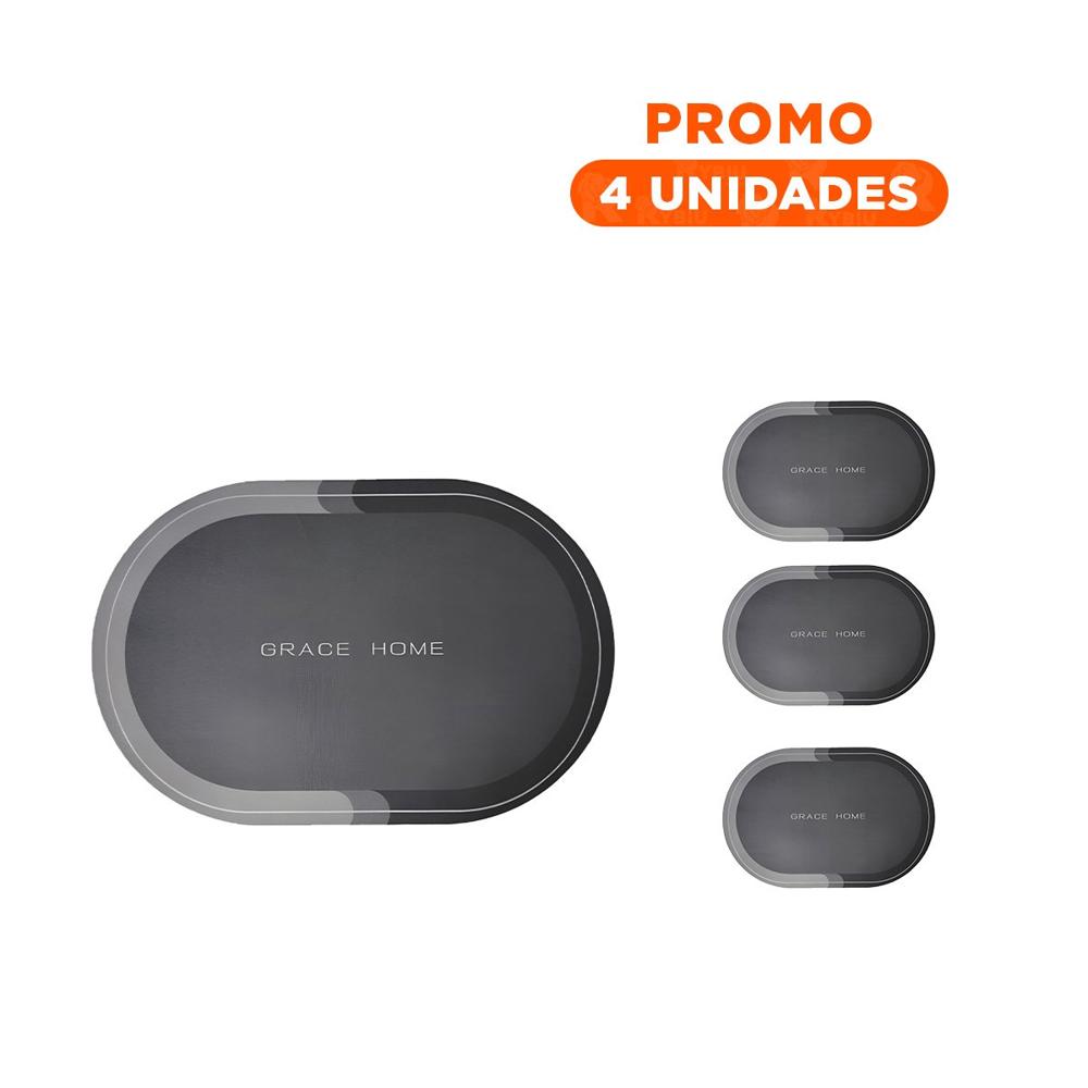 Pack4 Bandejita Multifuncional Ovalada Plomo Para Decoracion De Sala Hogar Y+Regalo Sticker