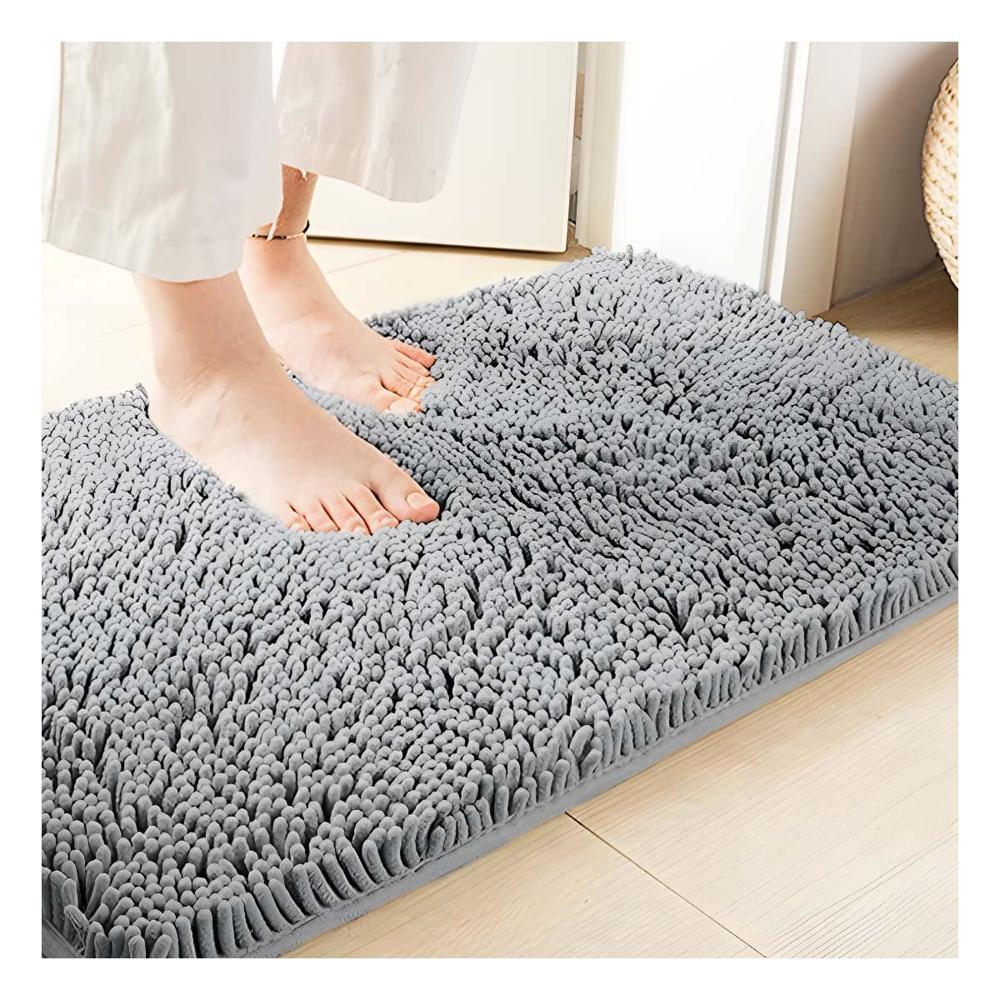 Alfombra Rectangular de Microfibra Suave 40x60cm Plomo Claro para Sala Amplia Y+Papel Regalo