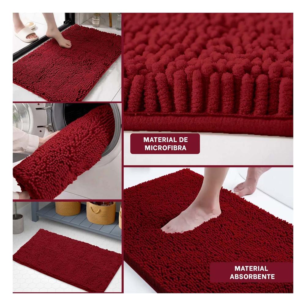 Tapete Rectangular de Microfibra 40x60cm Guinda para Decoracion Interior