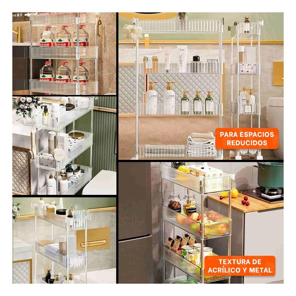 Modulo Lateral 4 Niveles con 4 Ruedas Versatil para Hogar Acrilico Y+Post It