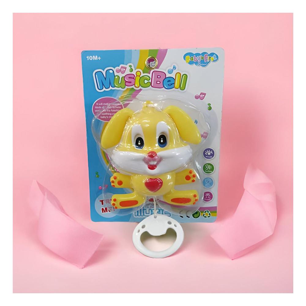 Muñeco Musical de Conejo Amarillo a Cuerda para Cuna de Bebe