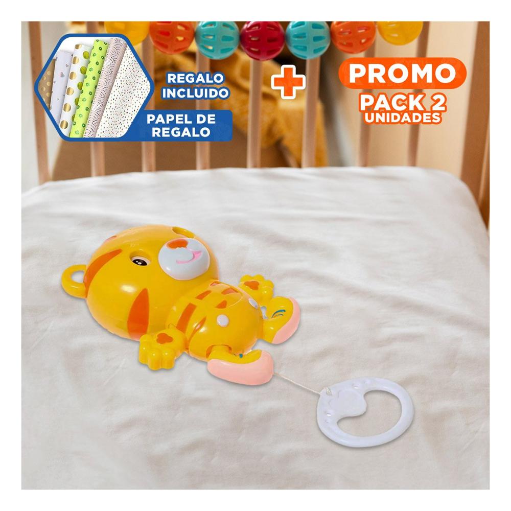 Pack2 Elemento Infantil Musical amarillo con Tigre para Rutinas de Descanso Y+Papel Regalo
