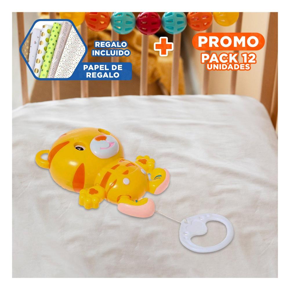 Pack12 Recurso Musical Tigre amarillo a Cuerda para Desarrollo Sensorial Inicial Y+Papel Regalo