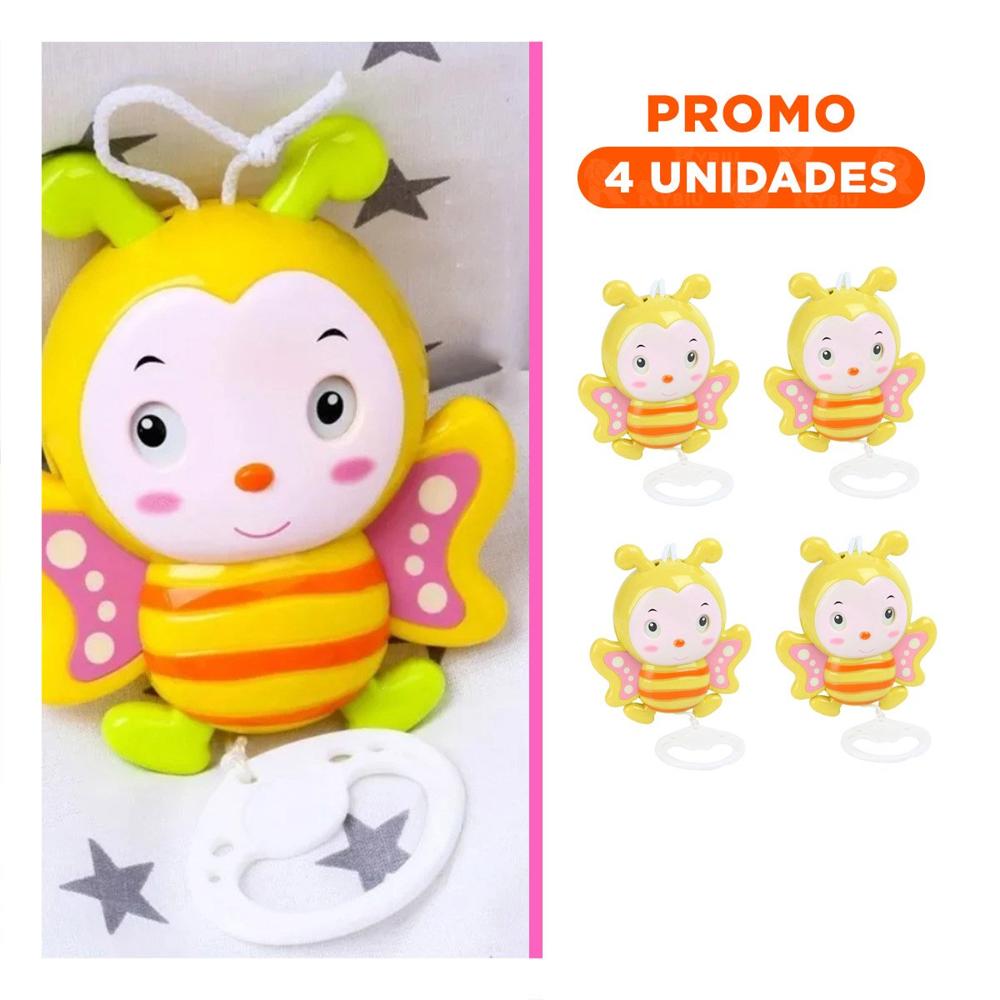 Pack4 Sonaja Abeja Musical a Cuerda Amarillo para Bebe Hogar Sonido Armonioso Y+Regalo Sticker