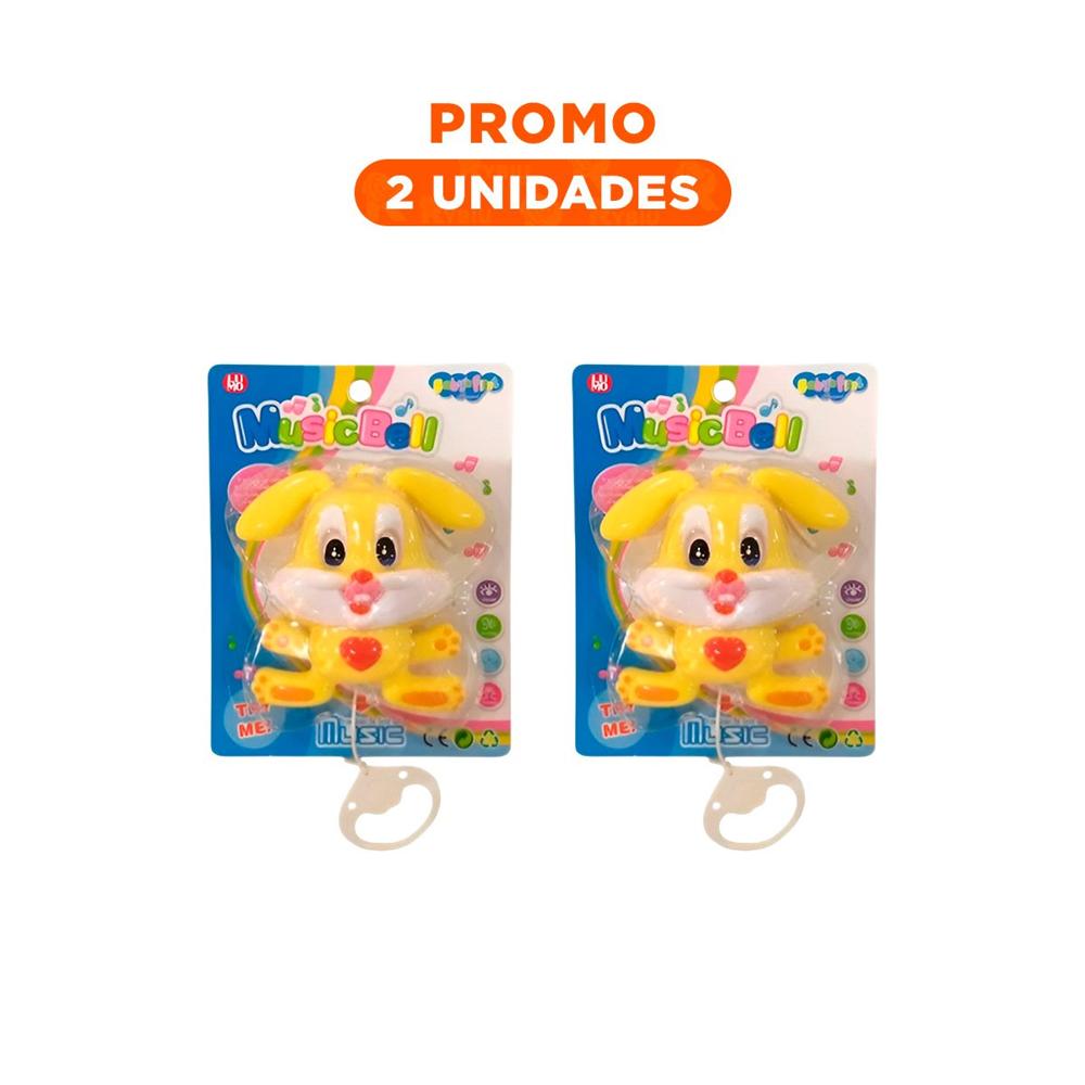 Pack2 Juguetero Musical de Conejo Amarillo a Cuerda para Uso en Cuna Infantil