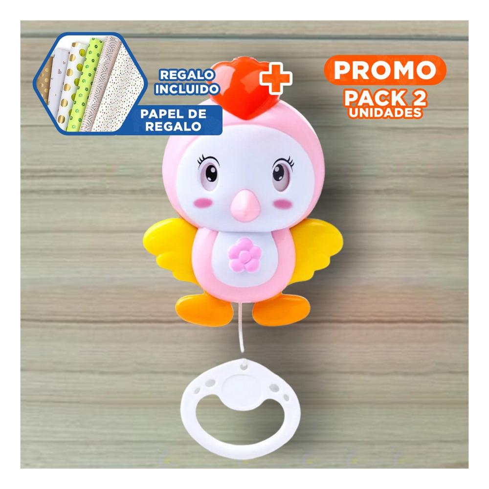 Pack2 Complemento Musical Rosado con Pajaro para Uso Diario en Cuna Y+Papel Regalo