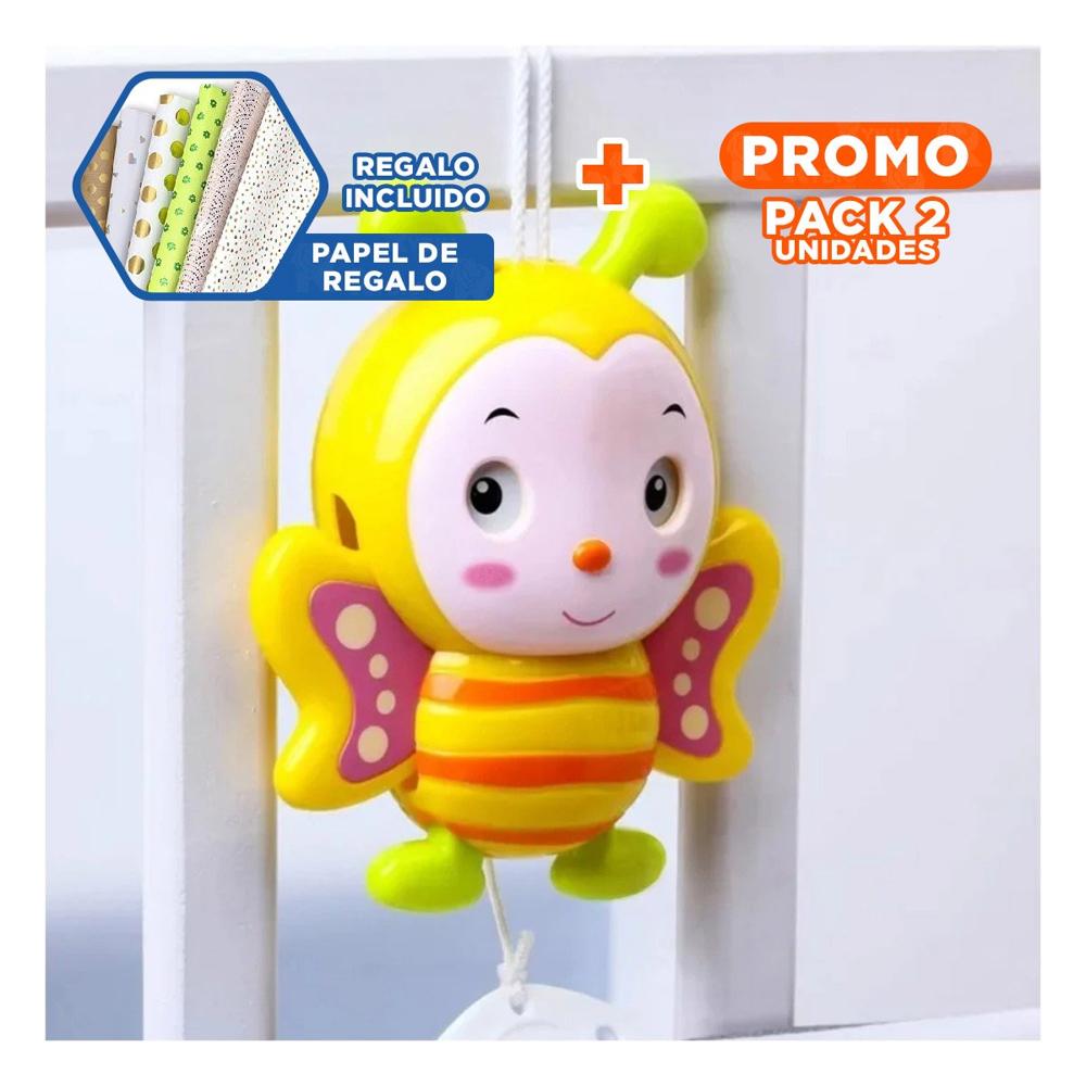 Pack2 Sonajero Abeja Musical a Cuerda Amarillo para Bebe Hogar Sonido Suave Y+Papel Regalo
