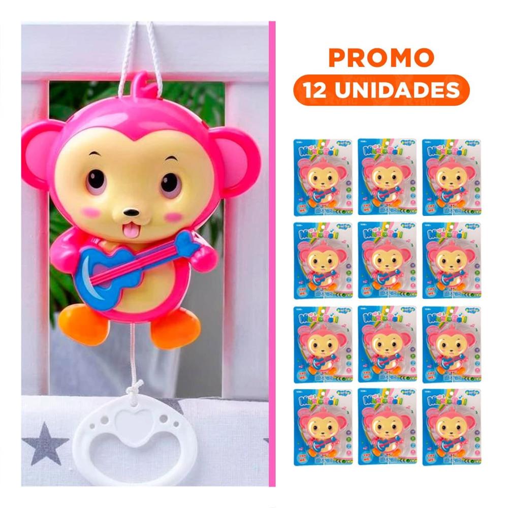Pack12 Adorno Musical Mono a Cuerda Rosado para Decoracion Hogar Y+Regalo Sticker
