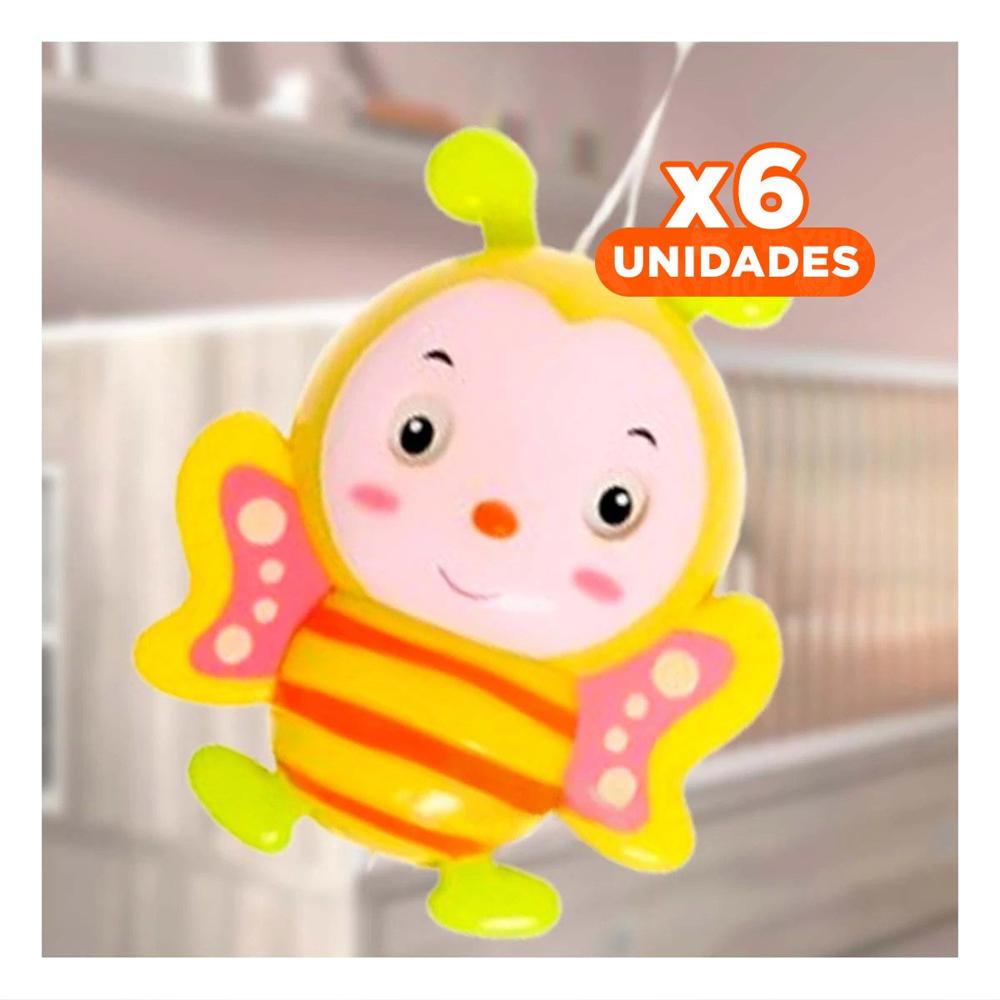 Pack6 Figura Abeja Musical a Cuerda Amarillo para Bebe Hogar Sonido Clasico Y+Regalo Sticker