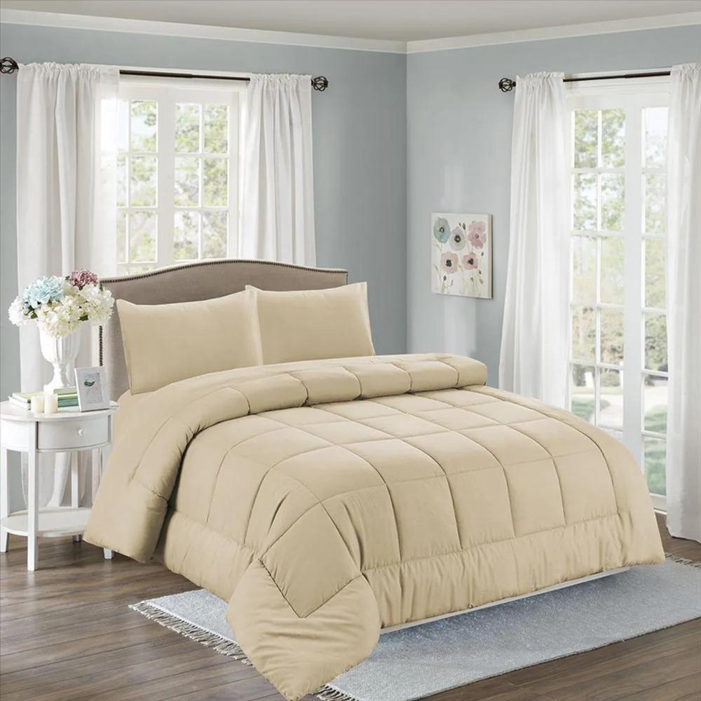 Edredón y Juego de sábanas Queen size Algodón -  Beige