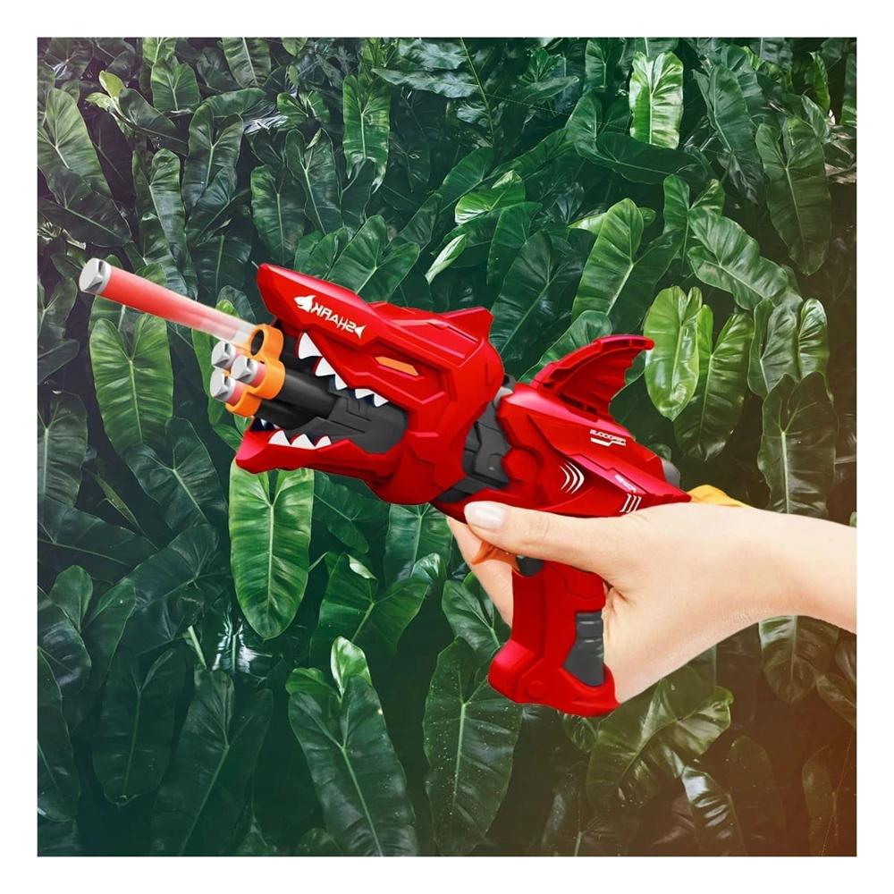 Opcion de Juego Lanza Dardos Tipo Tiburon   Color Rojo para Diversion Y+Ligas Regalo