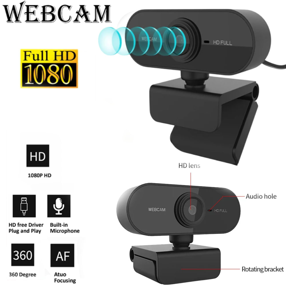 Cámara Webcam Con Micrófono Para Laptop PC FHD USB 1080