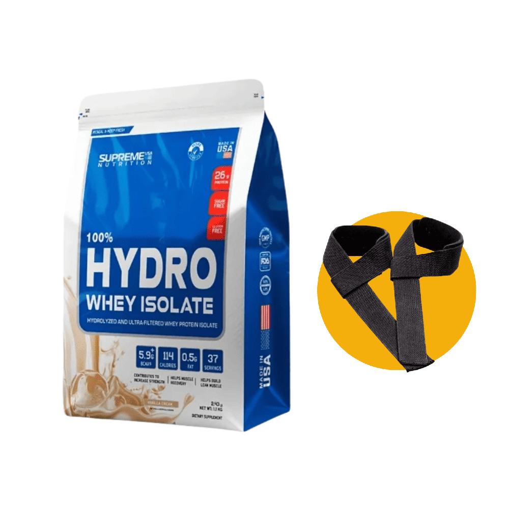 Hydro Whey isolate 1.1kg vainilla- Supreme nutrition- straps