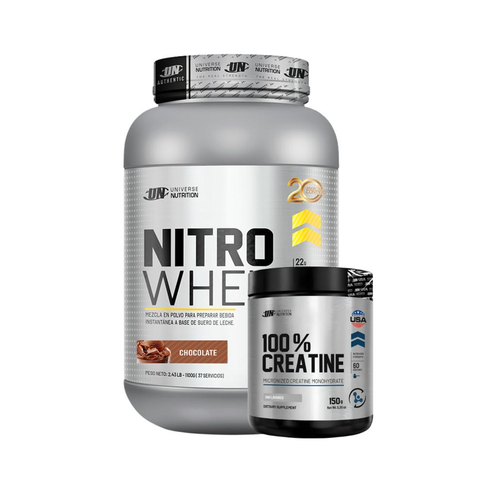 NITRO WHEY 1.1 KG CHOCOLATE Y  CREATINA UN 150 GRAMOS
