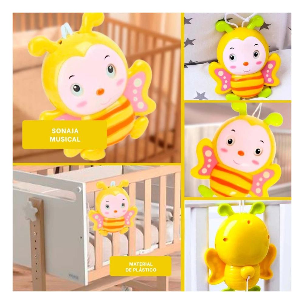 Sonaja Abeja Musical a Cuerda Amarillo para Bebe Hogar Sonido Clasico Y+Post It