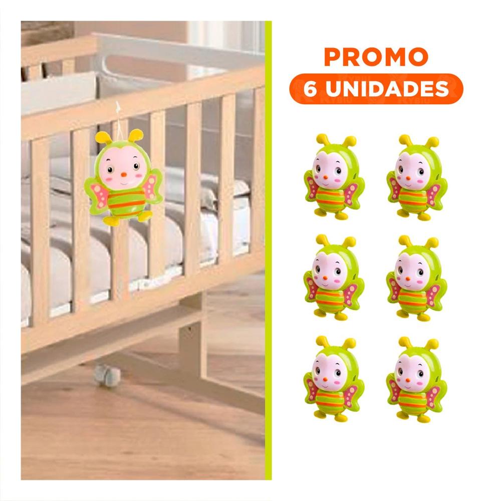 Pack6 Maraca Musical ABEJA a cuerda verde limon para juego sonoro diario