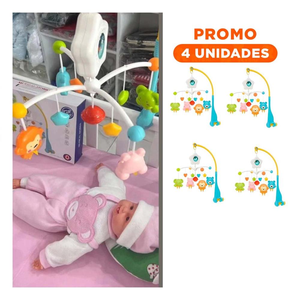 Pack4 Movil con Sonidos para Cuna de Bebes y Luces que Acompanan el Descanso Y+Regalo Sticker