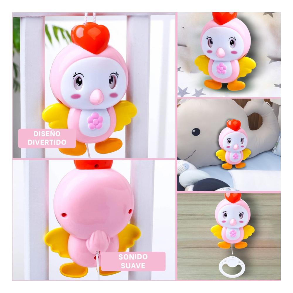 Estimulo Infantil Rosado con Pajaro Sonoro y Melodia Ligera Y+Post It