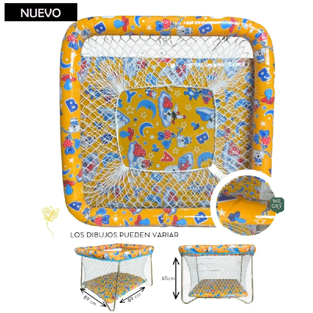 Corral  Plastificado Plegable Brama con Diseño 89cm de largo alto 65 Amarillo