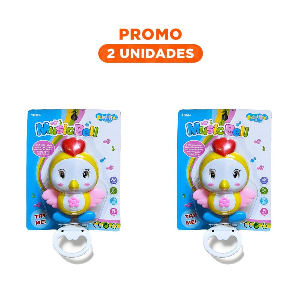Pack2 Estimulo Temprano Musical Amarillo con Pajaro para la Cuna