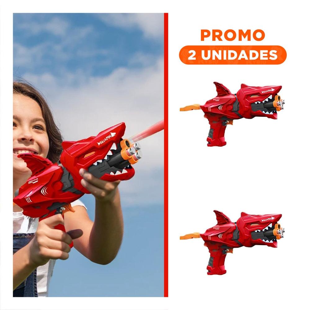 Pack2 Elemento de Juego Lanza Dardos Tipo Tiburon   Color Rojo para Diversion