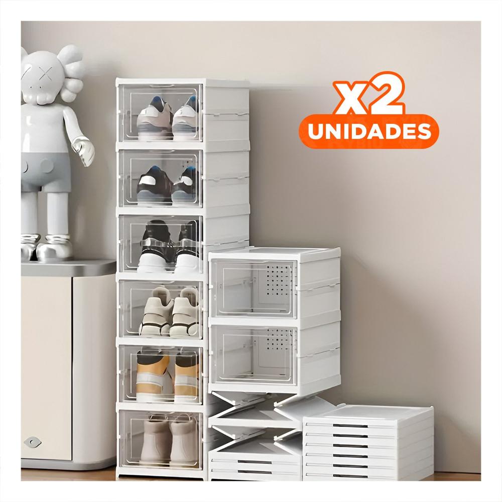 Pack2 Zapatera Organizadora Plegable de 6 Niveles en Acabado Blanco Y+Regalo Sticker