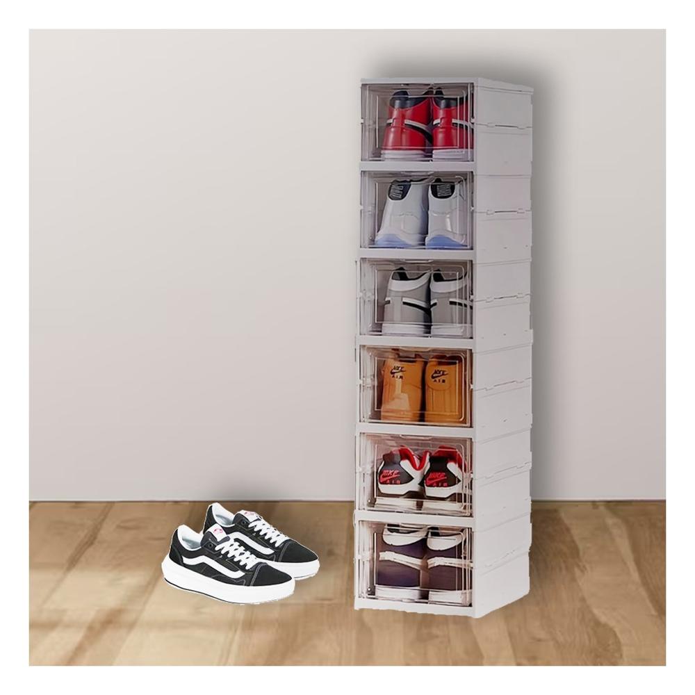 Organizador de Almacenamiento para Zapatos con Tapa y 6 Niveles Blanco Y+Regalo Sticker