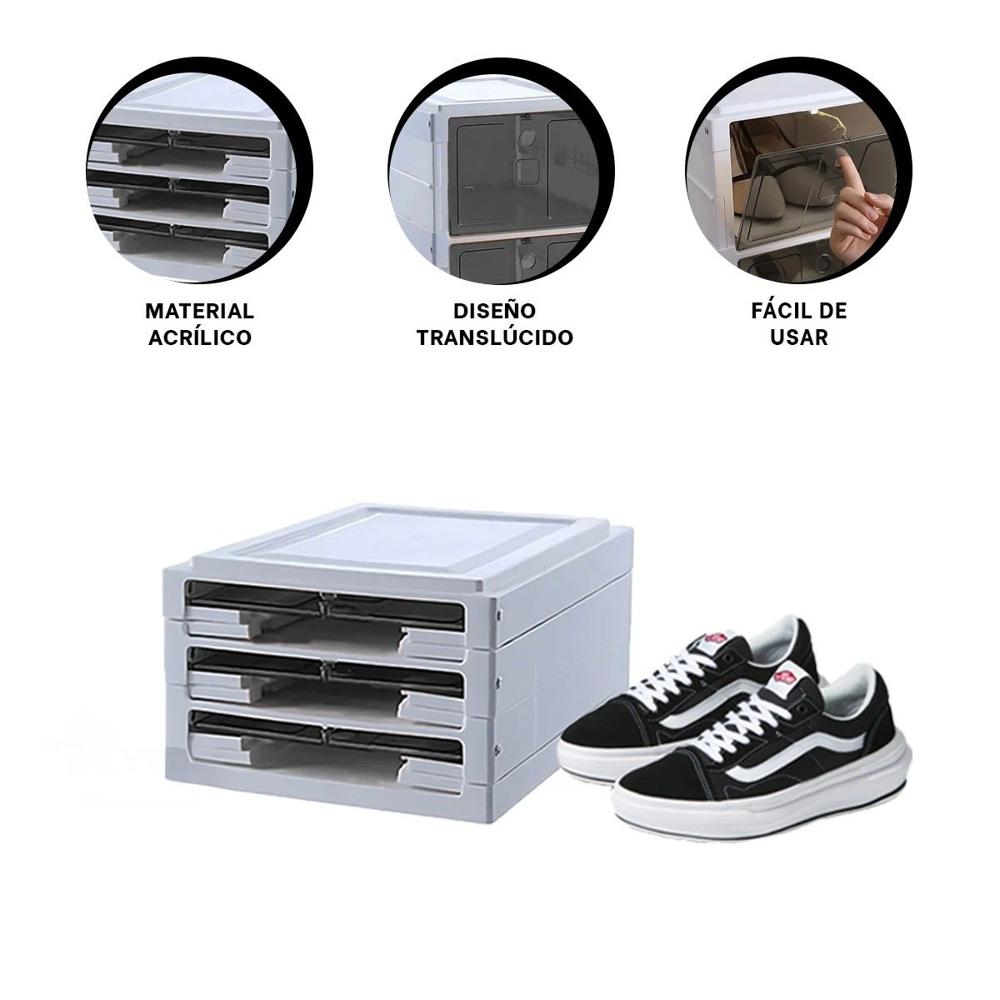 Organizador Plegable Blanco con 3 Niveles para Calzado y Tapa Negra Y+Ligas Regalo