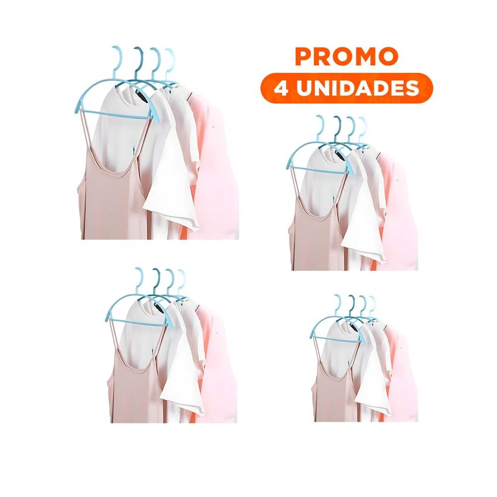 Pack4 Colgador Basico de Plastico Celeste Circulo en Centro de 4 Piezas Orden Y+Regalo Sticker