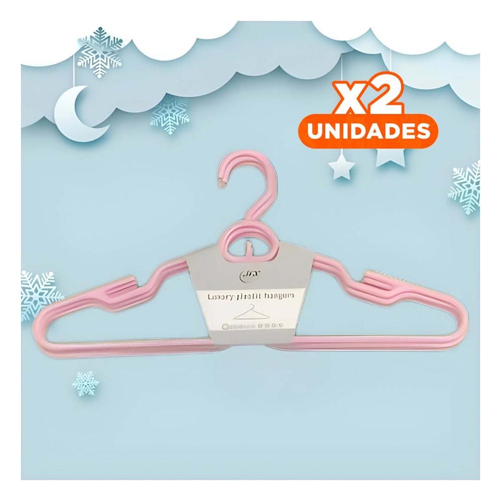 Pack2 Percha Diaria de Plastico Rosado Circulo en Medio de 4 Piezas Closet Y+Regalo Sticker