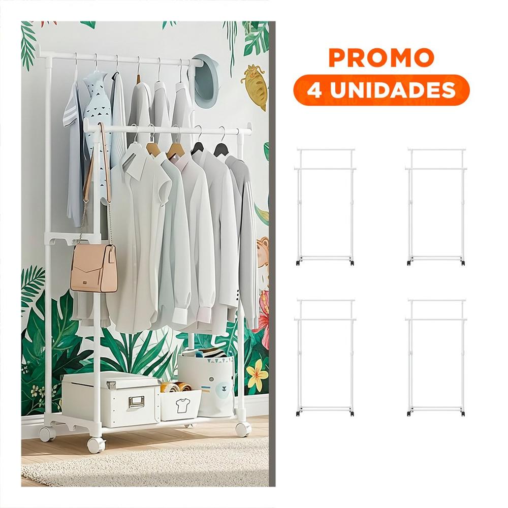 Pack4 Expositor Colgador Doble de Ropa Blanco Duradero y Moderno para Vestidor Y+Regalo Sticker