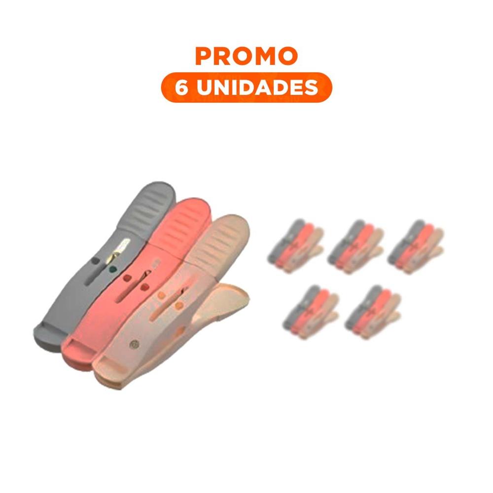 Pack6 Broches Multicolor para Ropa en Tres Tonos con Cuerda para Lavanderia