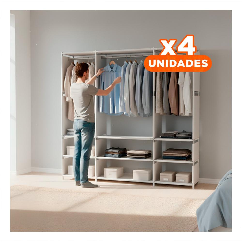 Pack4 Estante de Ropa Blanco Abierto para Orden y Almacenaje Rapido