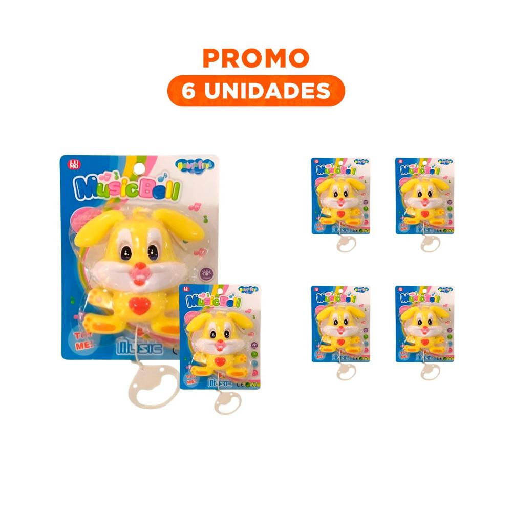 Pack6 Elemento Infantil con Figura de Conejo Amarillo y Sonido Suave