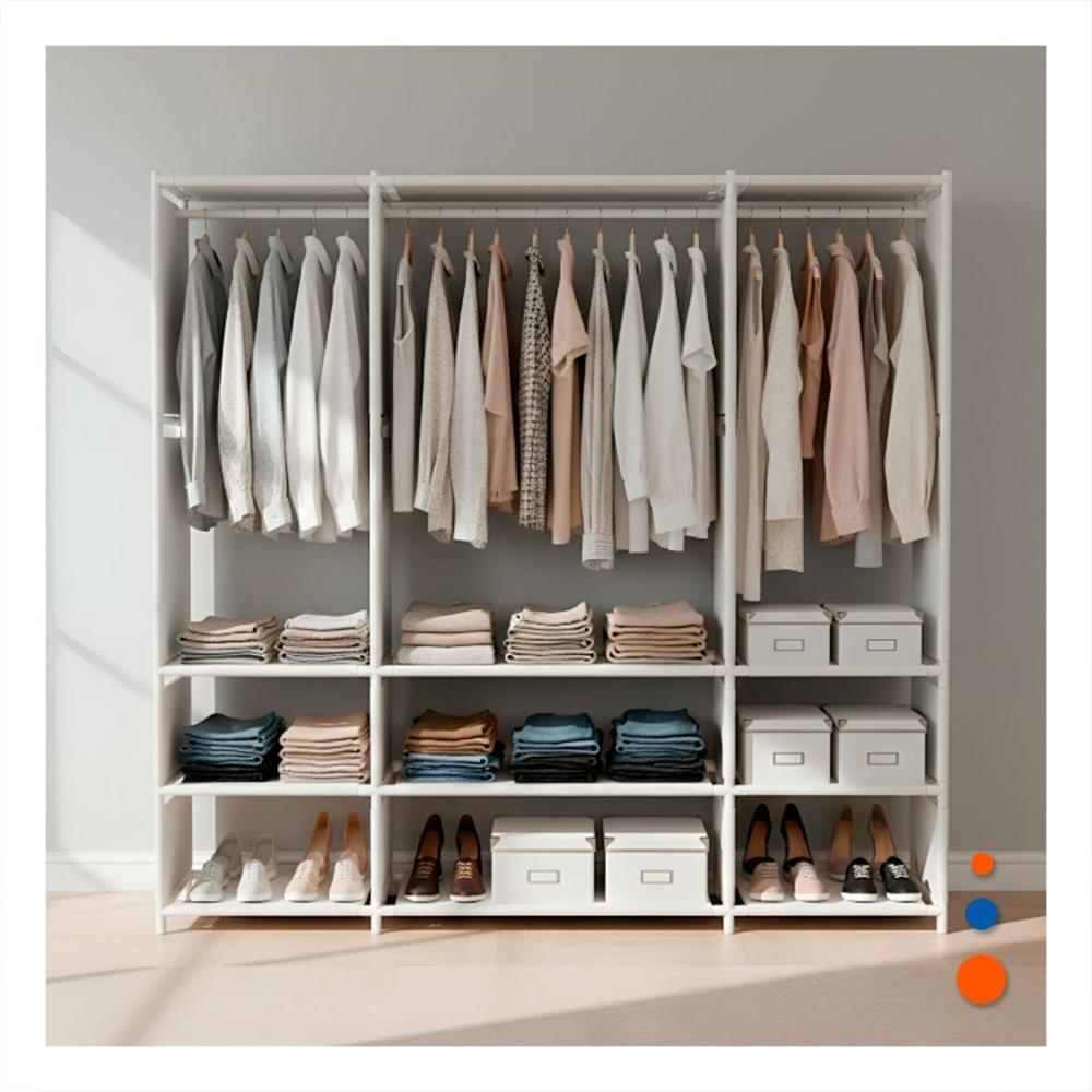 Ropero de Ropa Blanco Abierto para Cocina Sala y Dormitorio Y+Regalo Sticker