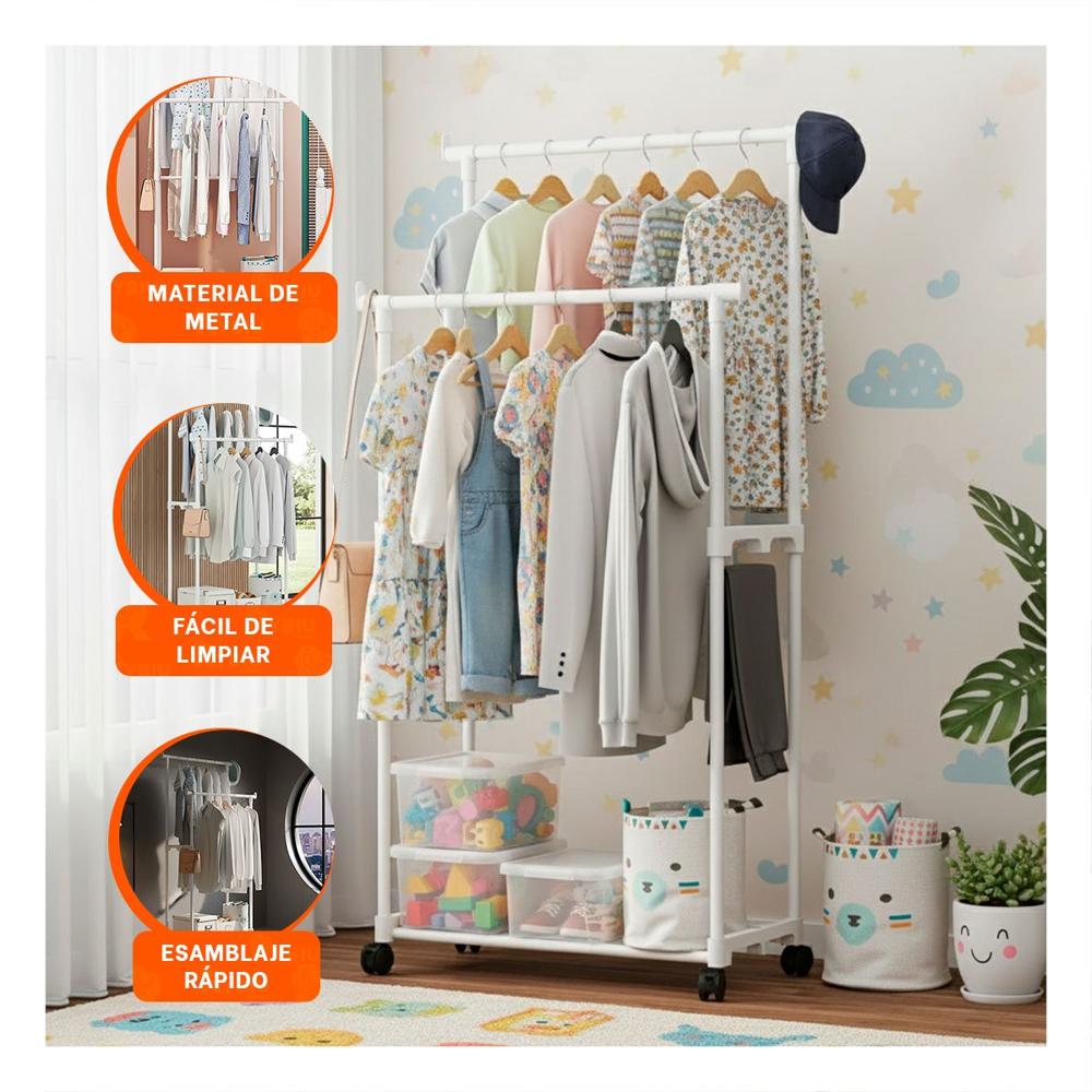 Colgador Doble de Ropa Blanco Compacto y Practico para Cualquier Espacio Y+Post It