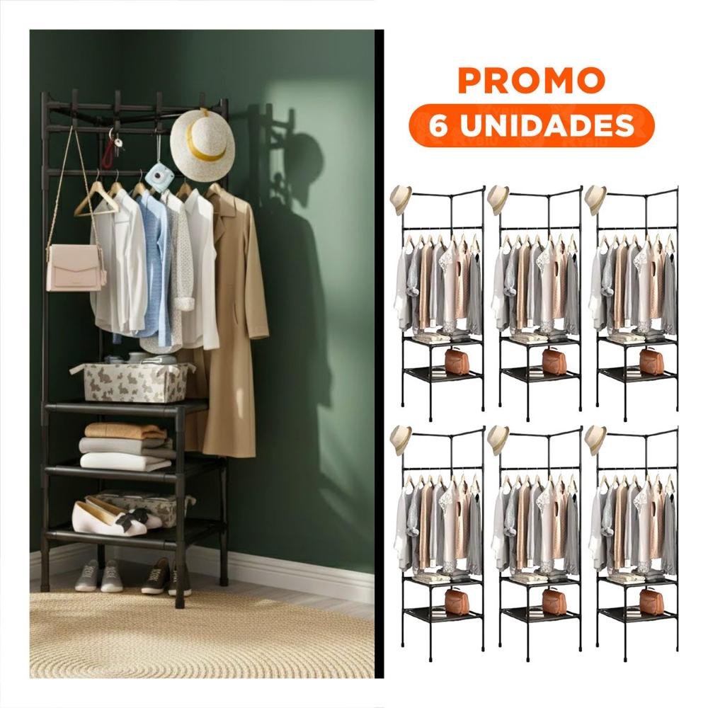 Pack6 Mueble Practico con Perchera y Zapatera para Casa y Hogar con Uso Diario